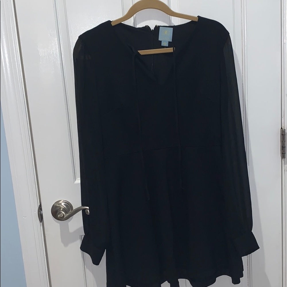 skater type dress with sheer long sleeves
